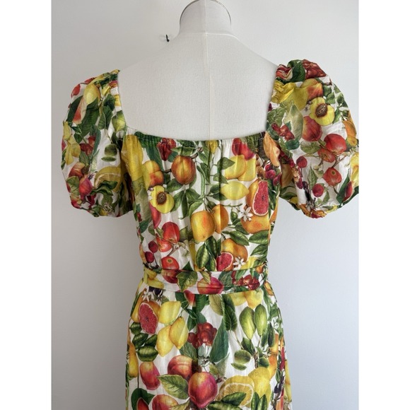 Antonio Melani Charlotte Dress Size 2 Floral Fruit Tiered Maxi Puff Sleeve Lemon - Picture 6 of 13